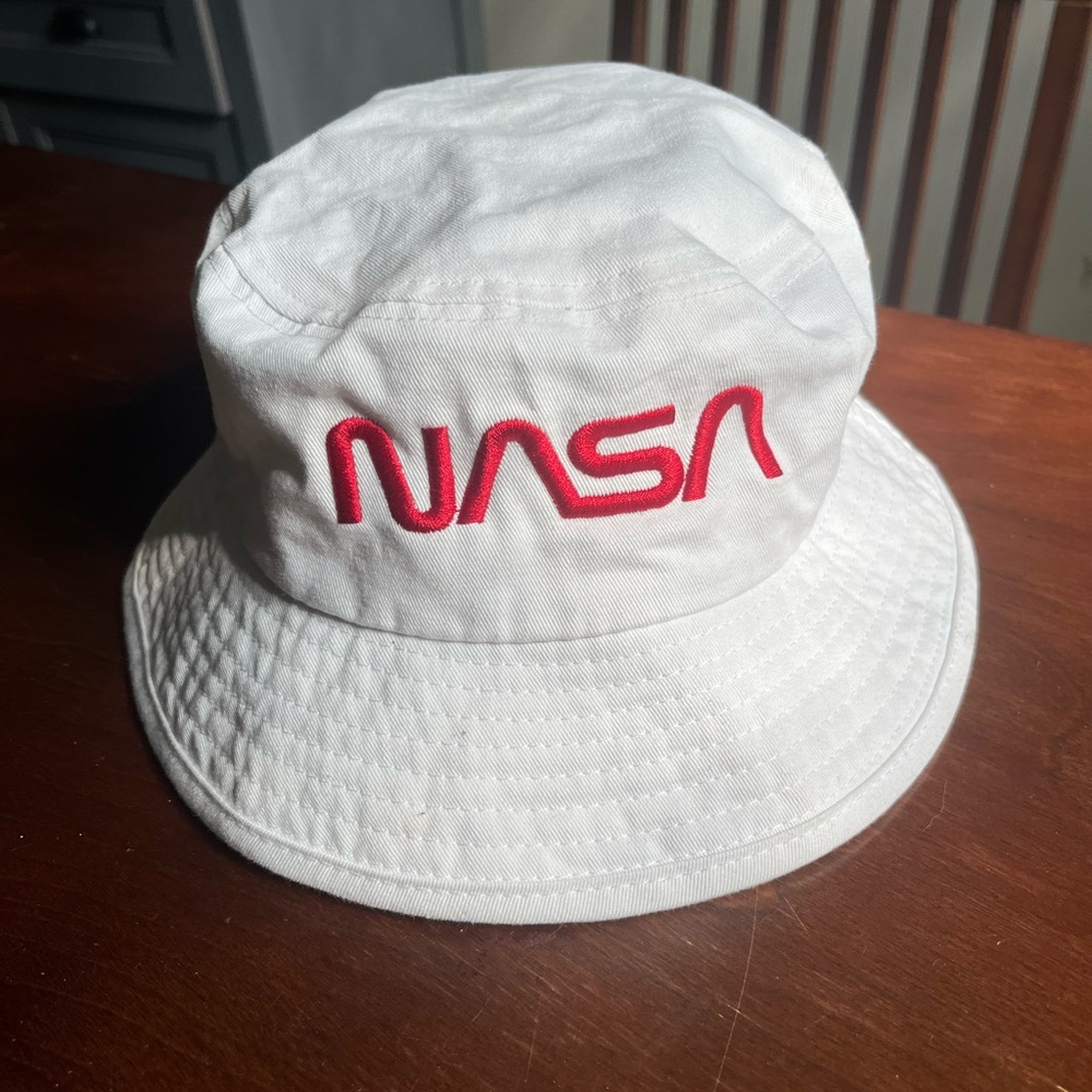 Officially Licensed 3D Puff NASA Text Embroidered Cotton Bucket Hat - FREE SHIP